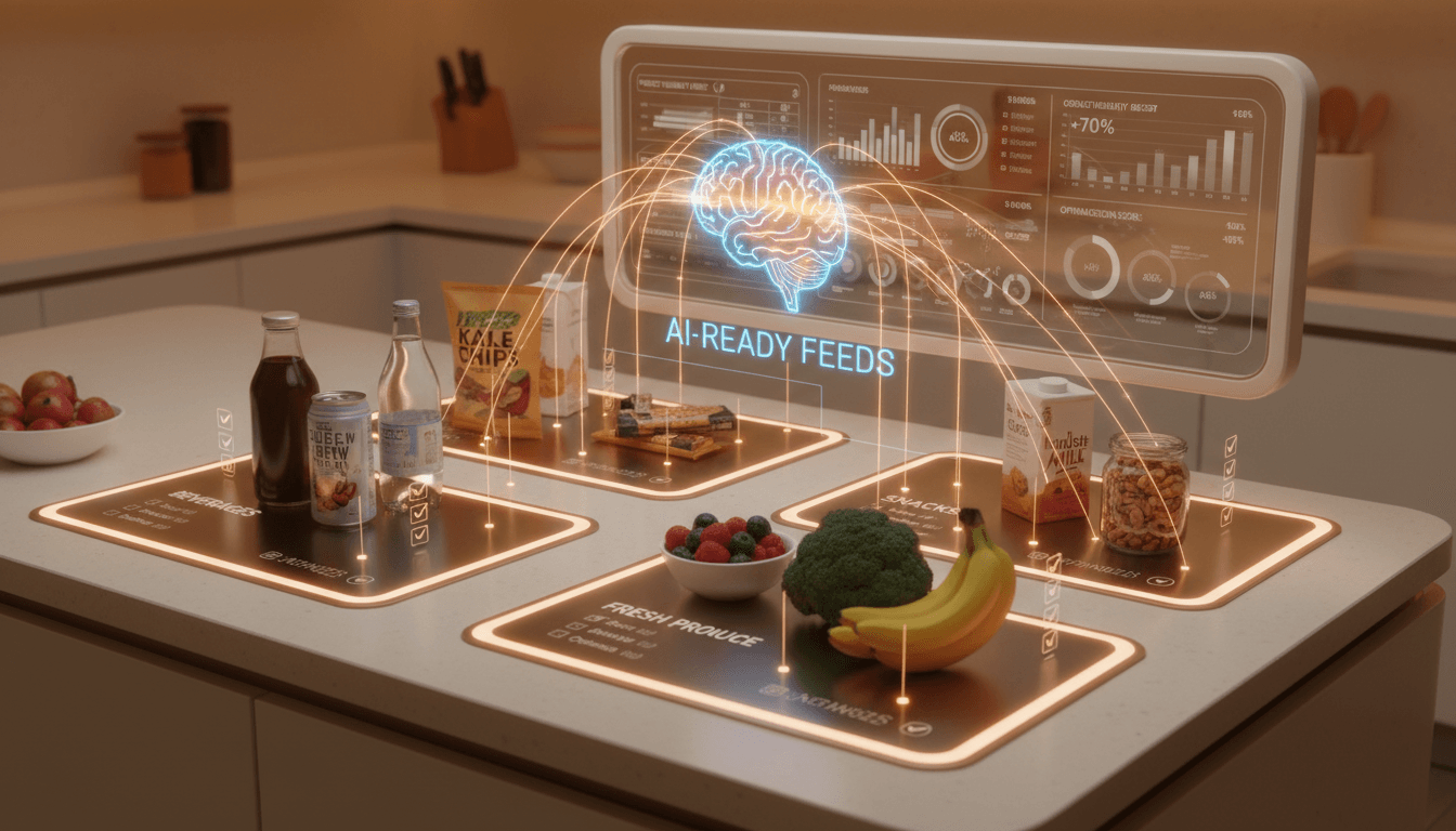 Hero image for Building AI-Ready Product Feeds: Essential Steps for Food & Beverage Brands - AI product feeds food and food product feed optimization