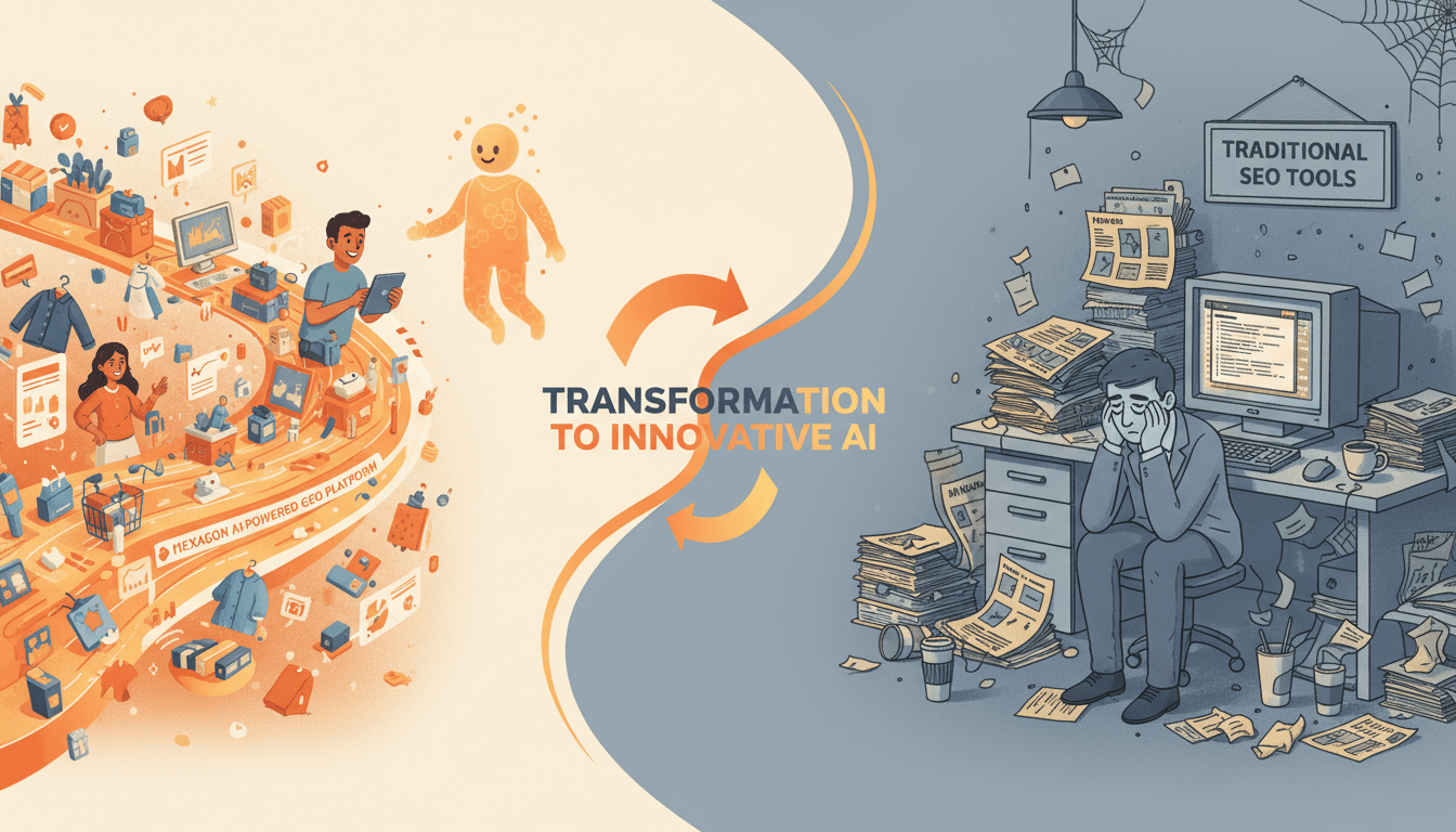 Hero image for Why Hexagon’s AI-Powered GEO Platform Outperforms Traditional SEO Tools for Ready-to-Buy E-Commerce Brands - Hexagon vs SEO and GEO platform benefits